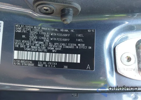 2015 Toyota Sienna Le 8 Passenger from USA, damaged, VIN 5TDKK3DC0FS667195